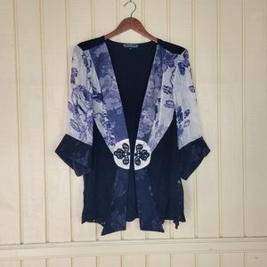 VTG Violet Kay floral silk cardigan size 1X  Color:  black/floral